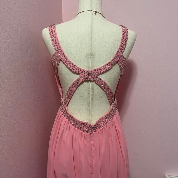 NWT Little Mistress pink cut-out maxi dress with pretty embellishments size 8 - Picture 4 of 5
